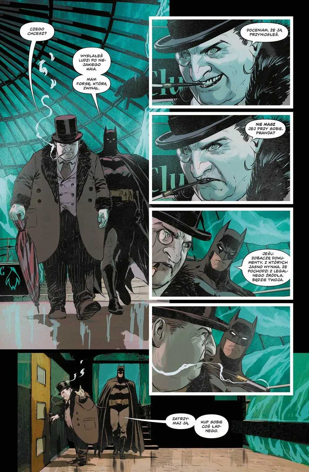 Grafika przedstawiająca stronę z komiksu Batman Detective Comics: Ojcowskie miłosierdzie. Tom 1